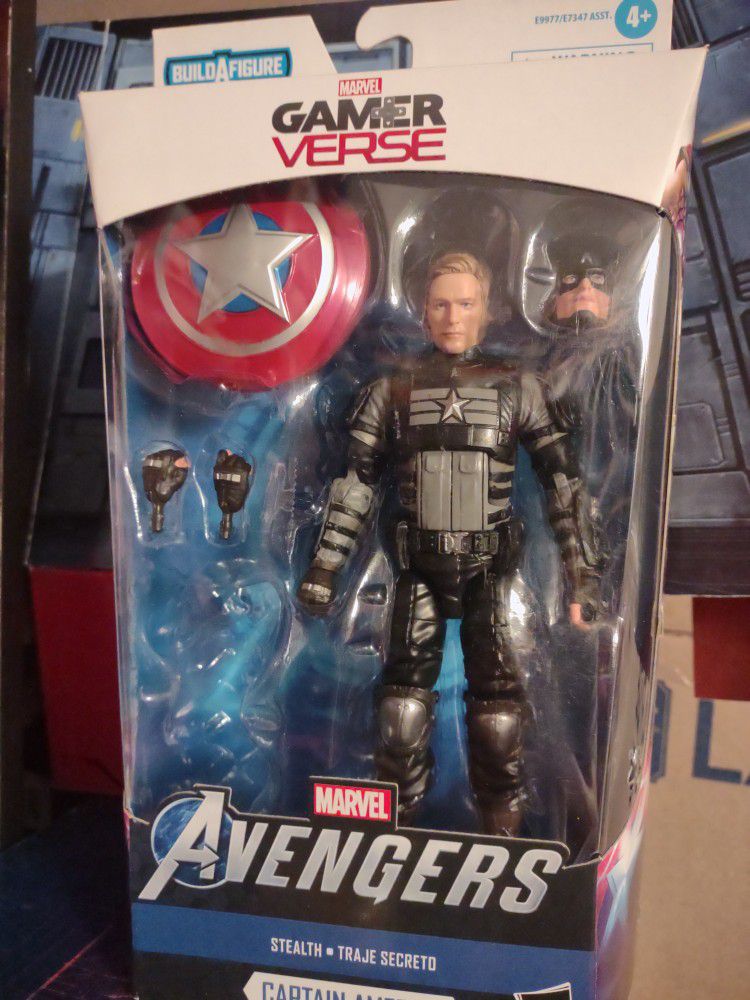 Marvel Legends Avengers Gamerverse Captain America Stealth Suit With Shield Hands And Extra Head