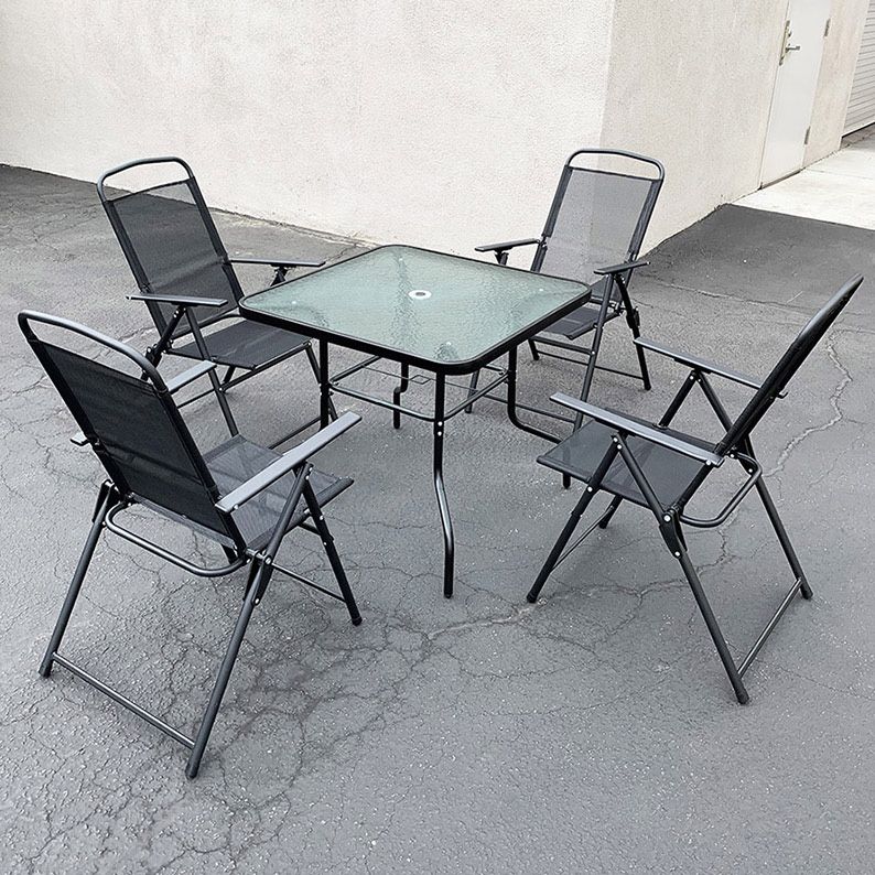 $100 (New in Box) Patio 5pcs dining set with 32x32” table and 4pc folding chairs, outdoor furniture