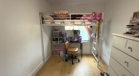 White Metal Loft Bed Frame with Ladder