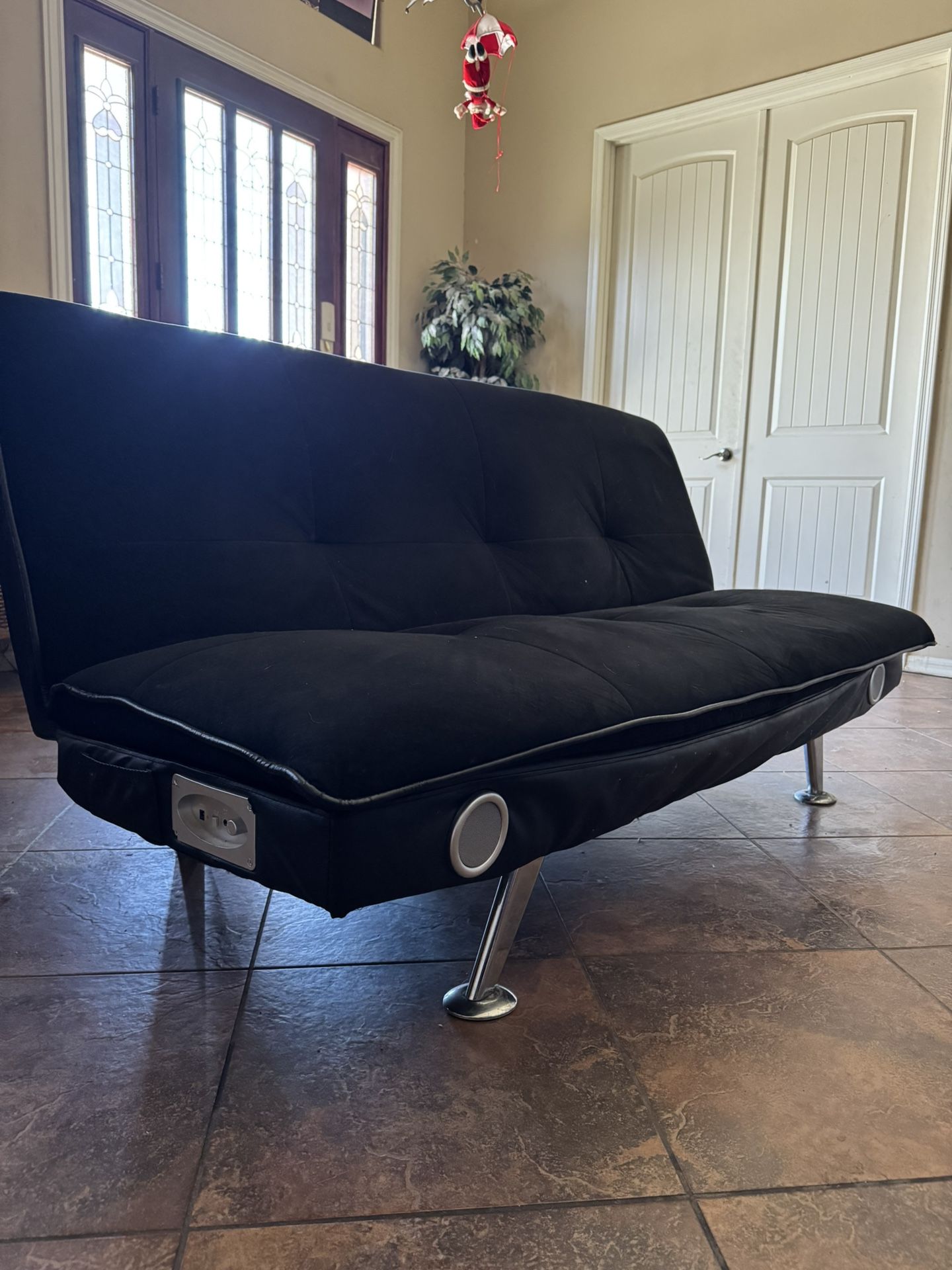 Black Futon Sofa with Bluetooth Speakers