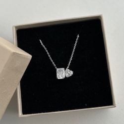 New 925 silver double stone necklace
