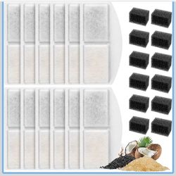 Open Box New MyfatBoss 12 Pack Cat Water Fountain Filter Compatible with 100oz/3L Automatic Pet Fountain and 12 Pack Replacement Pre-Filter Sponges, P