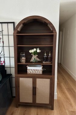 FurSch 71” Tall Arched Bookcase w Storage
