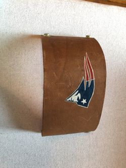 Patriots Hand painted leather koozie