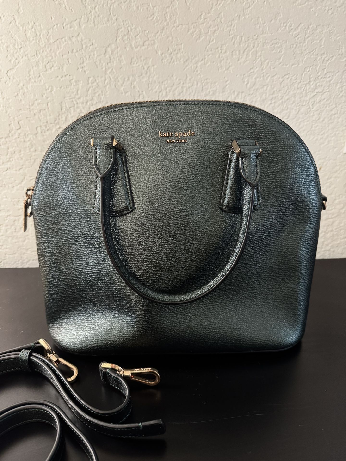 Kate Spade Dome Satchel Sylvia Metallic Deep Green