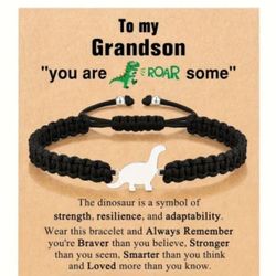 Very Cute To My Grandson Dinosaur Black Weaved Bracelets