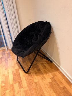 Black Faux Fur Saucer Chair