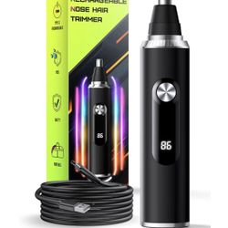 Nose Hair Trimmer for Men & Women – USB Rechargeable Clipper with LED Display, Dual-Edge Blades, 7600RPM Motor, IPX6 Waterproof, Painless Ear & Eyebro