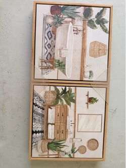 Set of 2 Framed Modern Farmhouse Bathroom Wall Art Decor
