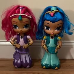 Shimmer And Shine  Genie  Wish Spin Dolls Blue Doesn’t Work 12 Inches Tall