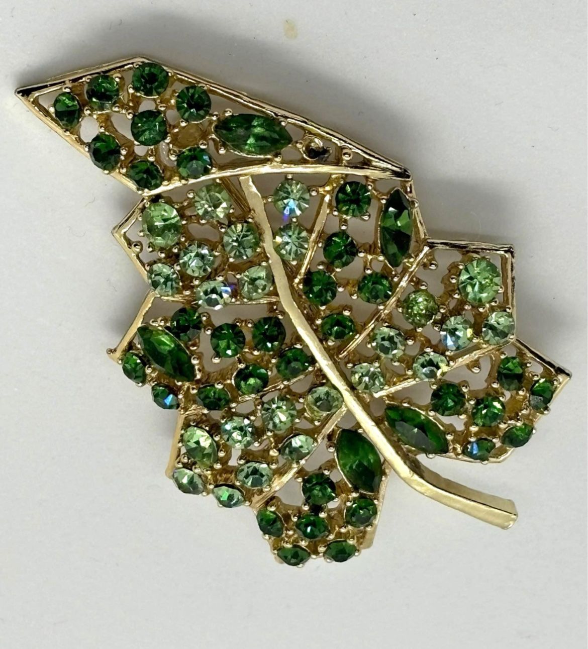 RARE Vintage Weiss Uranium Glass Leaf Brooch for JUST $85! FREE Shipping!