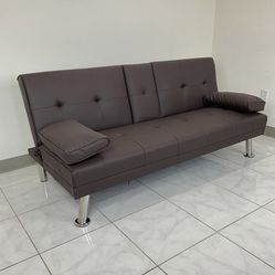 New in box $155 Sofa Bed Futon Convertible Folding Recliner Couch Furniture 65x30x31” Cup Holder 