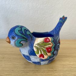 Jim Shore Blue Bird Tea Light Candle Holder 2009 Folk Art Cottagecore (contact info removed)