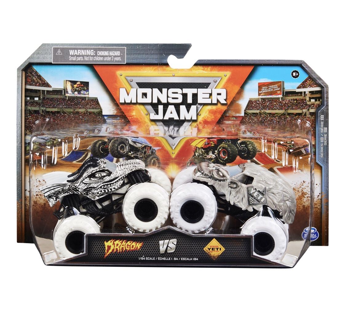 Moster Jam 1:64 Scale Dragon Vs. Yeti Monster Trucks