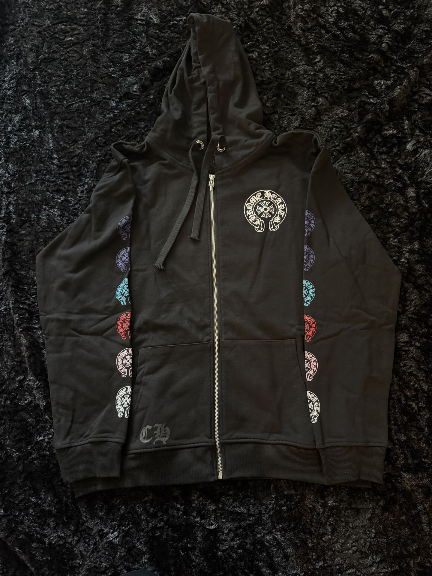 Chrome Hearts Multi Color Cross Zip Up Hoodie Size L