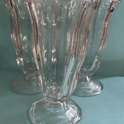 Lot of Vintage Glass Ice Cream Float Soda Milkshake Sundae Fountain 6.75" Tall