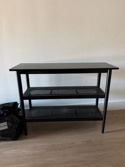 Black Rattan Entry Table