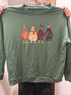 Green Christmas Chicken Graphic Sweatshirt
