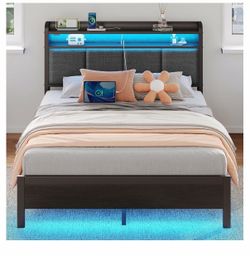 Full-Size Bed Frame With Storage Headboard – $40