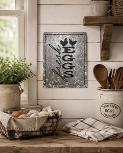 New never used metal farmhouse fresh egg sign $15 Higley and US 60