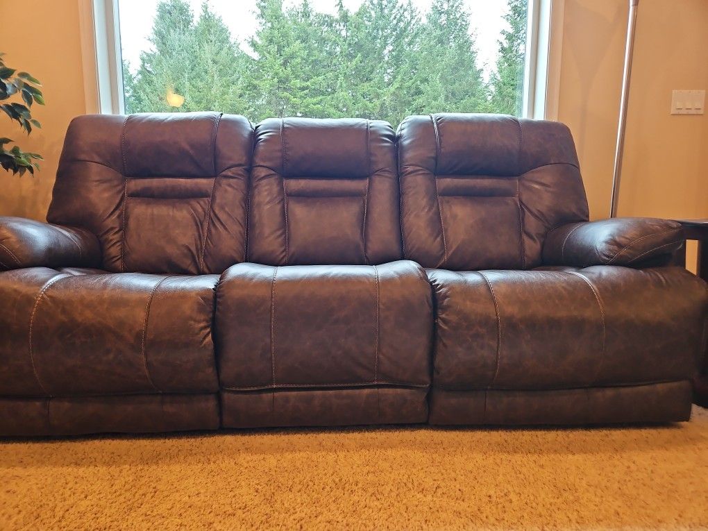 Wurstow Triple Power Leather Reclining Sofa