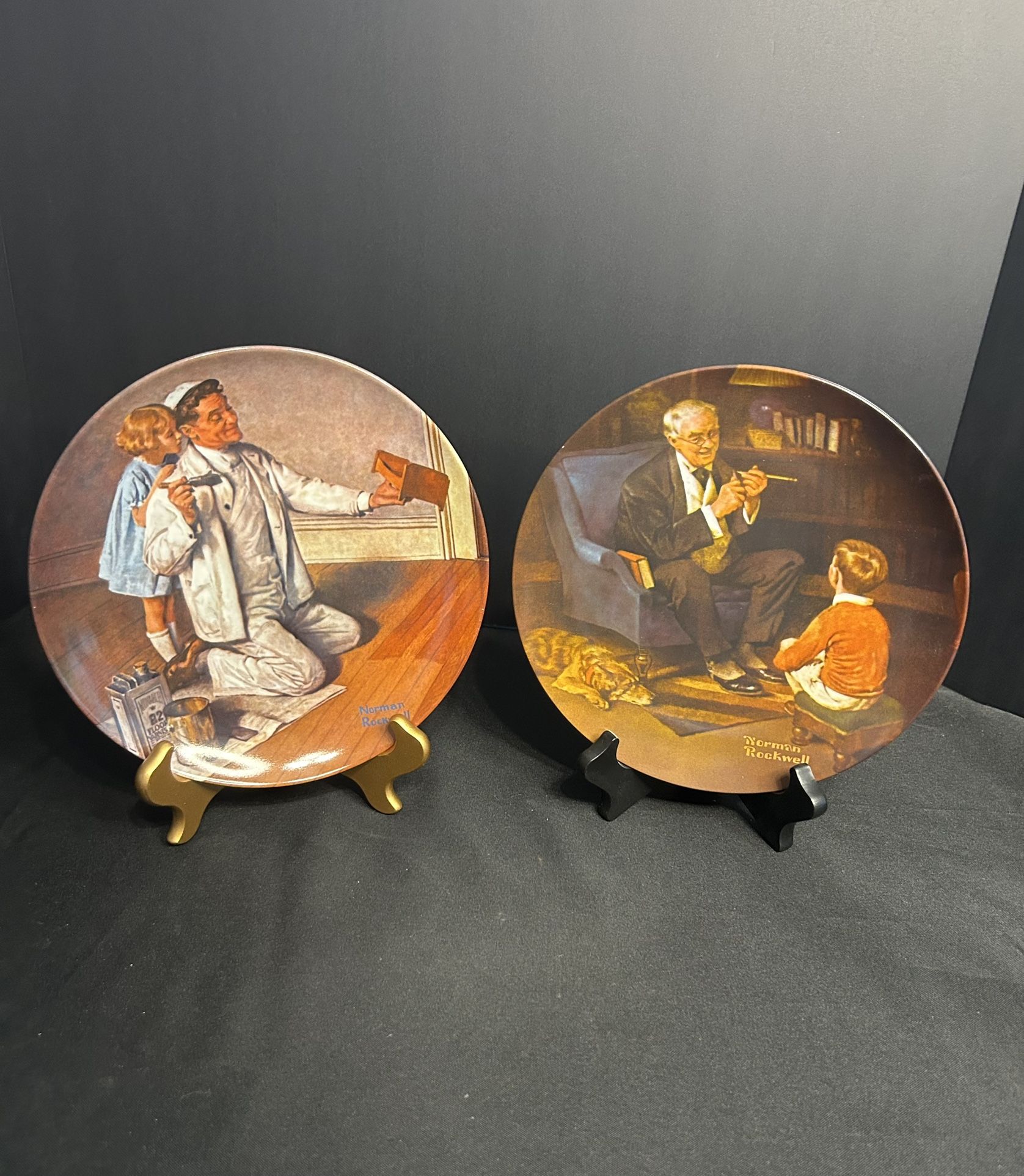 Vintage 80’s Norman Rockwell Limited Edition Porcelain Collector Plates Set of 2