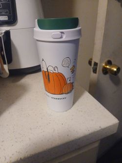 Starbucks Peanuts Snoopy Pumpkin Travel Tumbler