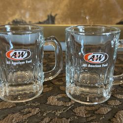 Vintage A & W Rootbeer Mini Mugs Set 2