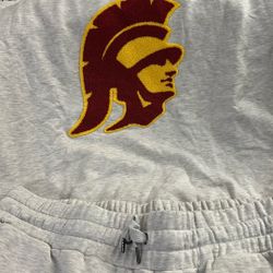 USC Trojans grey Sweatshirt & Shorts Pajamas Set
