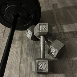 100lbs Barbell + 2x20lbs dumbbell 