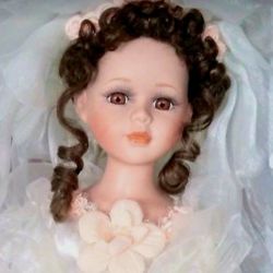 Beautiful Bride Porcelain Doll With Long Veil