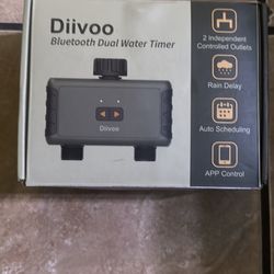 Bluetooth Water Timer 2 Zone, Diivoo Smart Irrigation Sprinkler Timer Up to 40 Separate Programmable Schedules, Hose Timer with Rain Delay and Manual 
