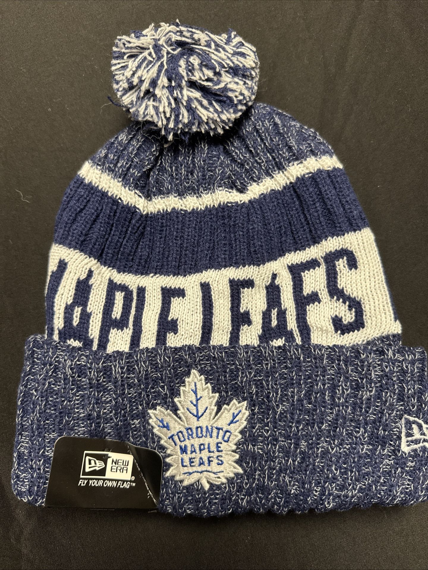 New Era Toronto Maple Leafs Winter Knit Ski Cap Soft Warm Beanie with Pom Pom