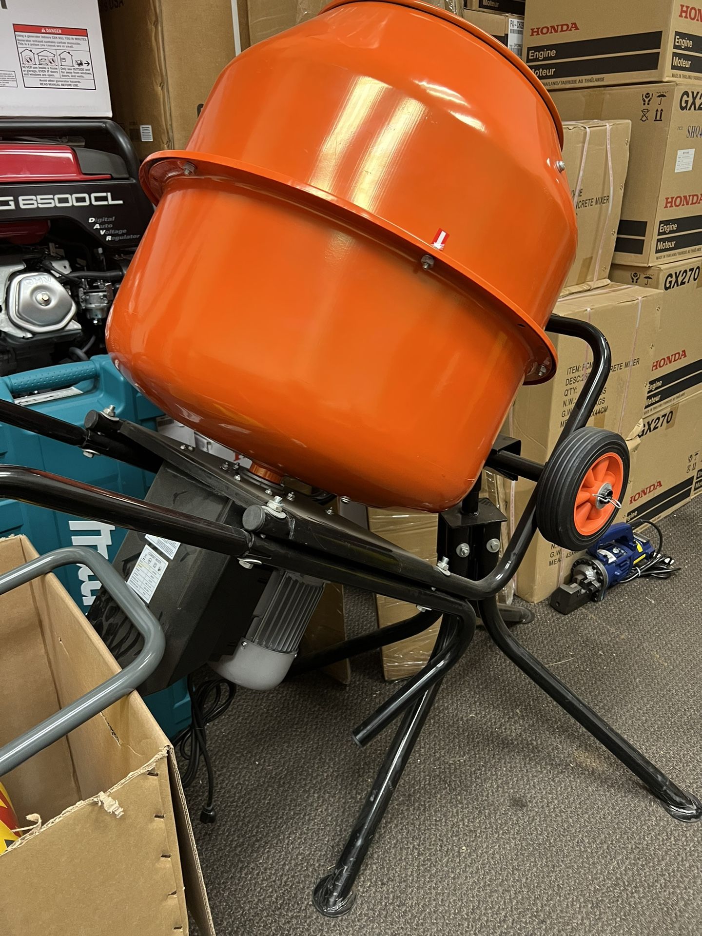 5 CF CEMENT MIXER WITH PEDESTAL NEW 350.00