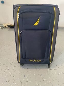 Nautica Navy Blue & Yellow Softside Rolling Luggage / Suitcase