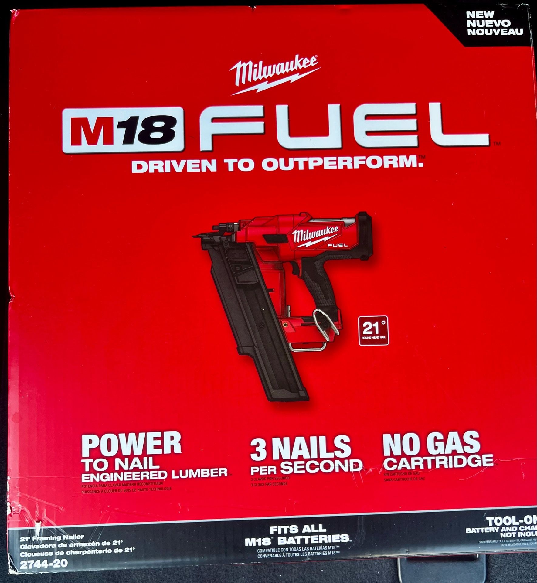 Milwaukee M18 FUEL 21° Framing Nailer — New + New Nails