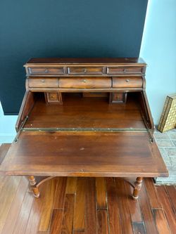 Vintage Wood Secretary Desk with Drawers