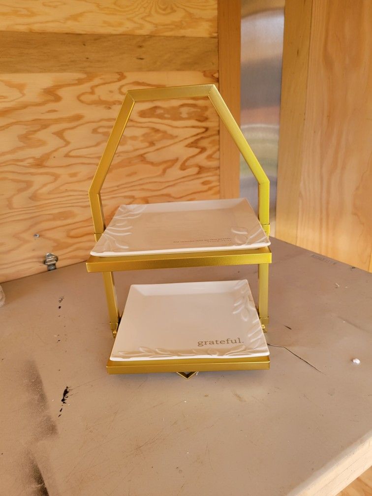 Mary And Martha 2 Tiered Stand And Grateful Plates