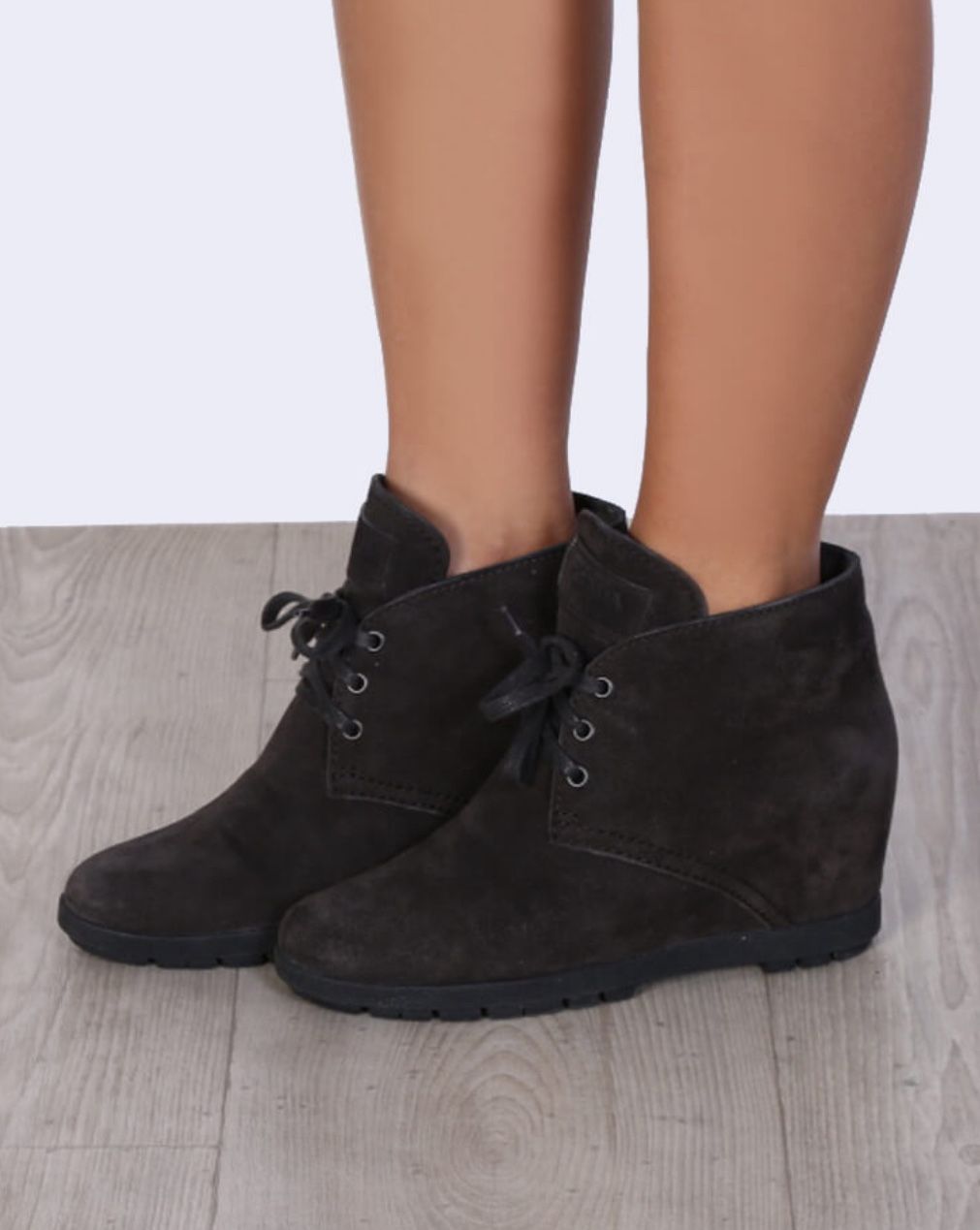Prada black suede wedge sand boot ankle bootie 39