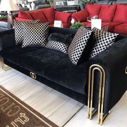 Milano sofa and loveseat Black and Gold 👑No credit Needed ❌Delivery next Day🚚 $2499