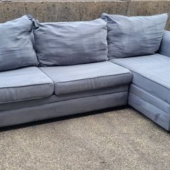 Blue/Gray Sectional Couch w/ Chaise