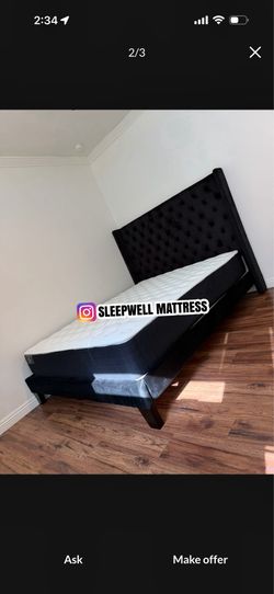 New Queen bed frame with mattress