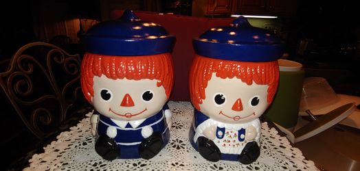 RAGGEDY ANN & ANDY COOKIE JAR PAIR