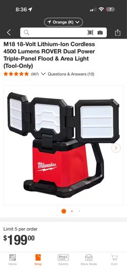 Milwaukee 4500 Lumens Rover Triple Panel Light