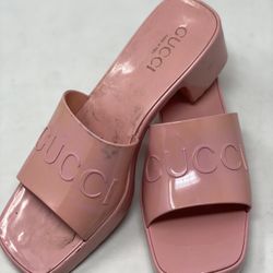 Pink Gucci Sandals Flip Flops Wedge Heel Size 9