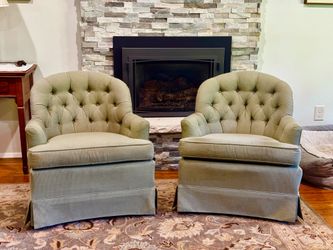 1970’s Vintage Tufted Barrel-Back Chairs