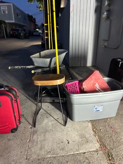 Industrial Wood Top Stool with Metal Legs