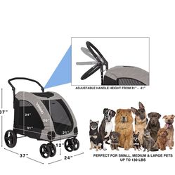 Cochecito para perro, carrito plegable con 4 ruedas, asa ajustable, entrada con cremallera, cochecito de malla para perros pequeños a grandes y otros 
