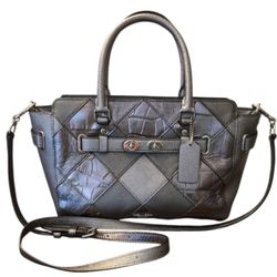 Coach Blake Carryall 25 Patchwork Gunmetal 3 Way Tote Bag In EUC