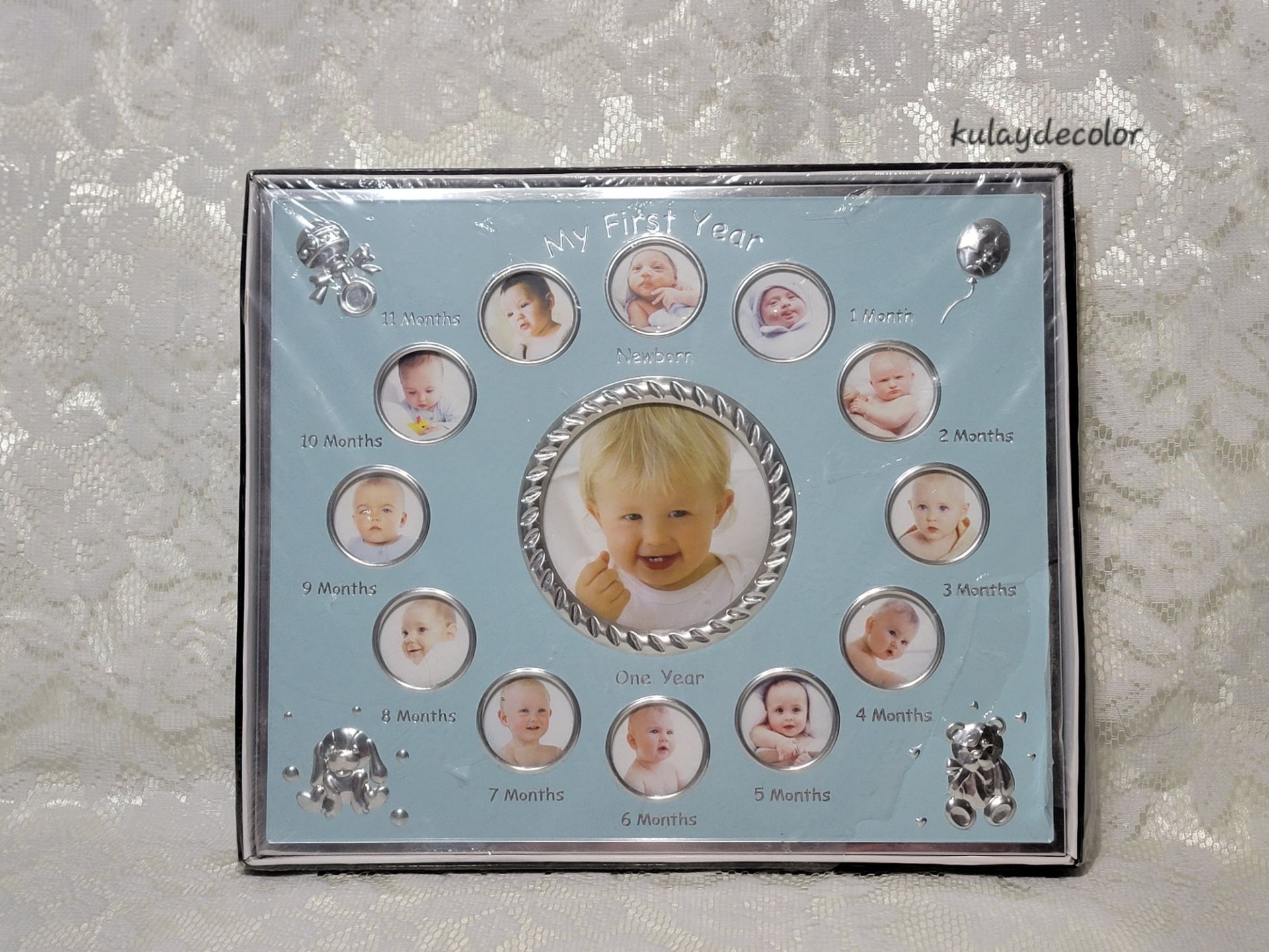 Baby’s First Year Monthly Milestone Photo Frame Silver Tone Keepsake Nursery